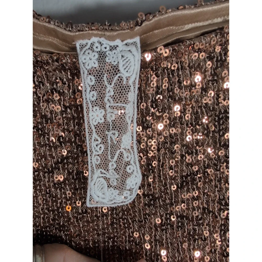 Sadie & Sage Pants Wide Leg Sequin‎ Copper Pants Lined Medium Boho New